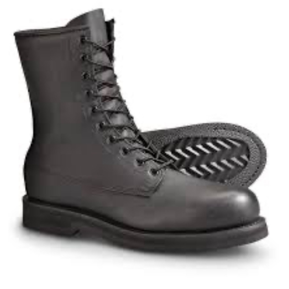 Vintage BILTRITE Black Leather Combat Boots Steel Toe Size 6 R